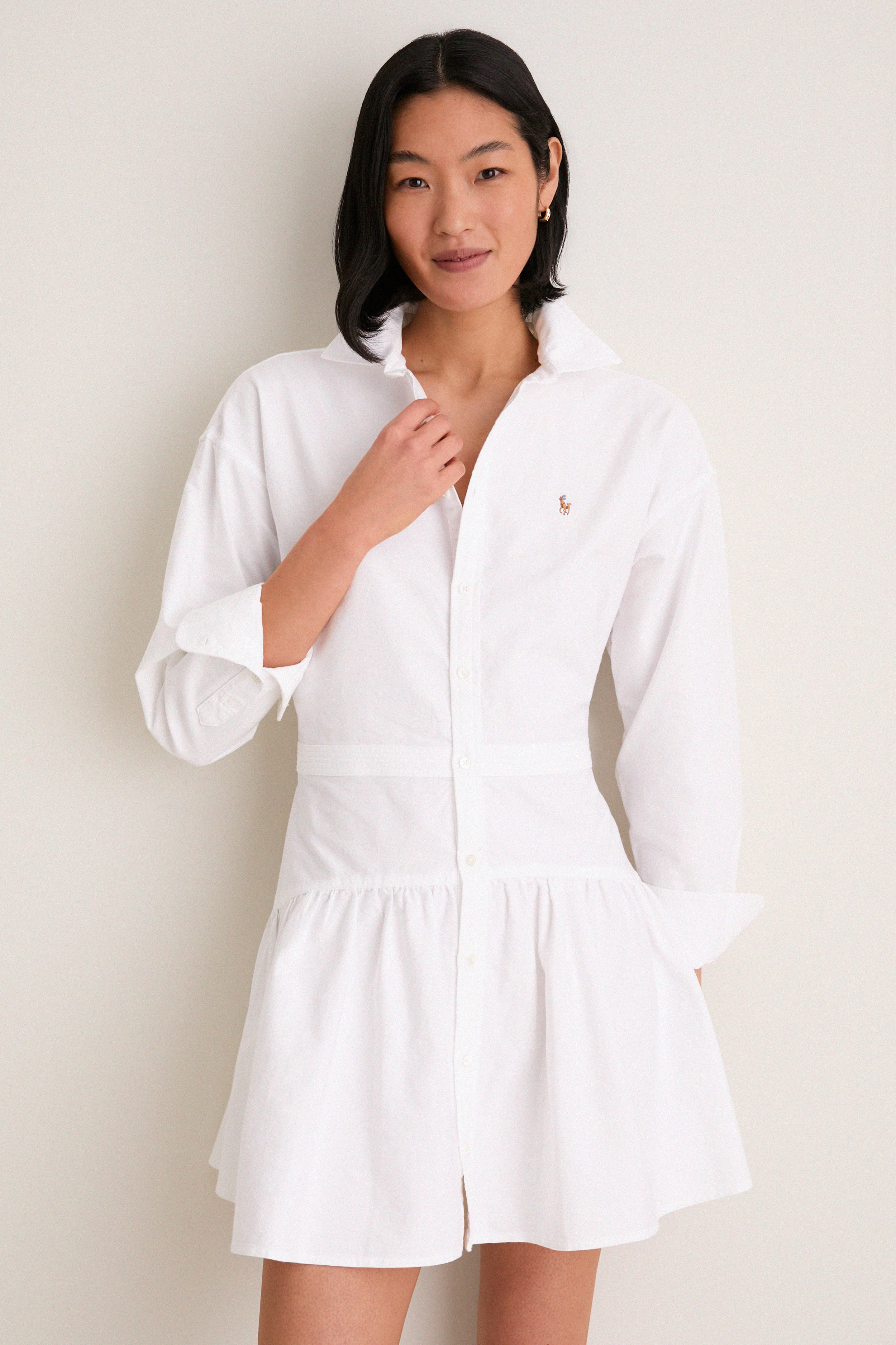 BSR White Oxford Collared Mini Shirt Dress | Tuckernuck (US)
