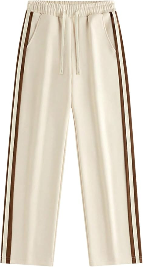 GORGLITTER Men's Wide Leg Baggy Sweatpants Y2k Striped Side Drawstring Waist Workout Gym Track Jo... | Amazon (US)