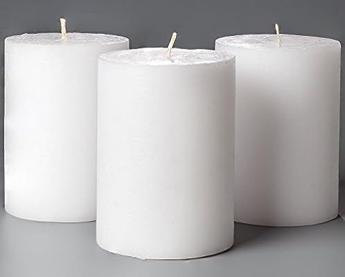 Melt Candle Co White Pillar Candles 3" x 4" Set of 3 Unscented for Weddings, Home Decoration, Rel... | Amazon (US)