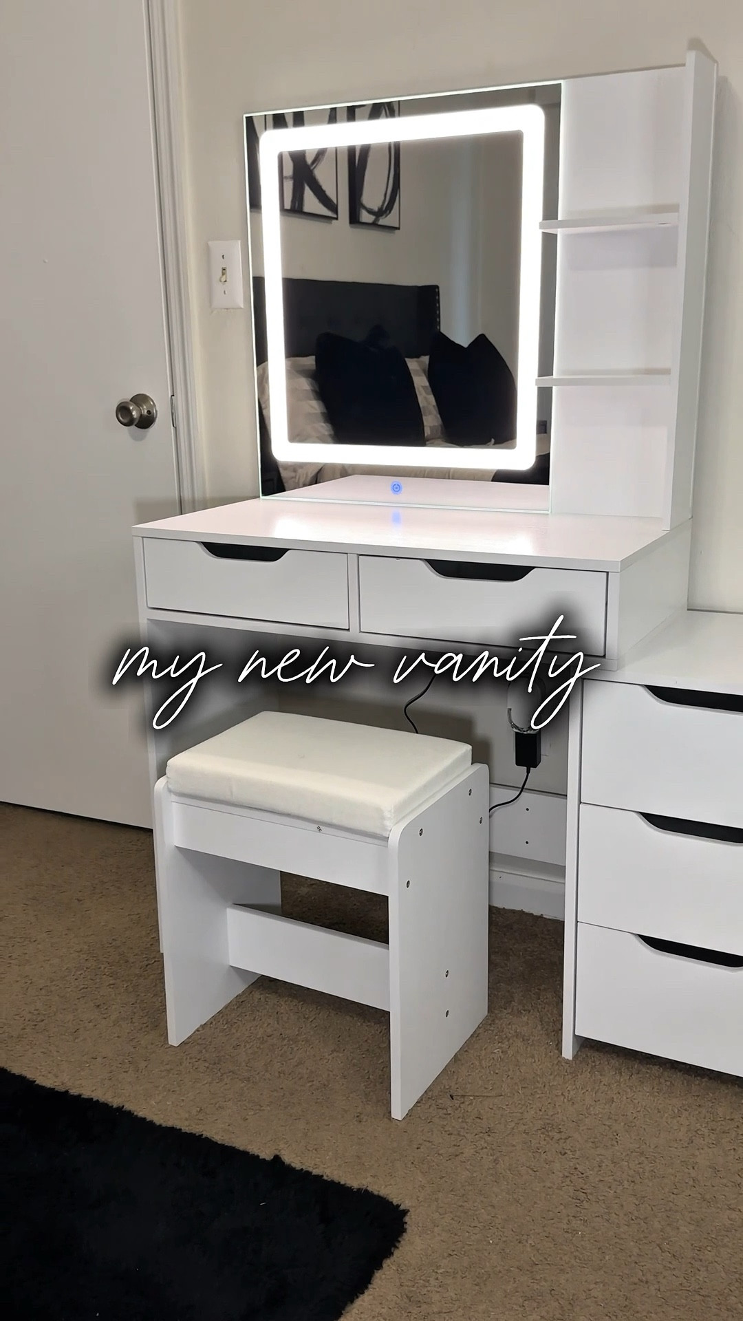 Make up vanity 💄✨Making space for what sparks joy. LED mirror, sleek storage, perfect for glam! 



#LTKHome