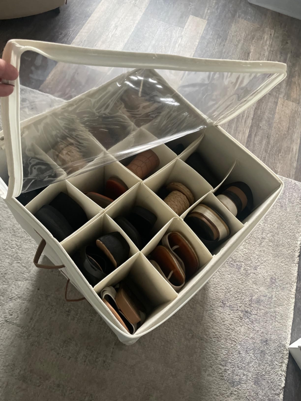 StorageWorks Shoe Organizer for Closet, Fabric Shoe Storage Bins with Clear Cover, Adjustable Div... | Amazon (US)