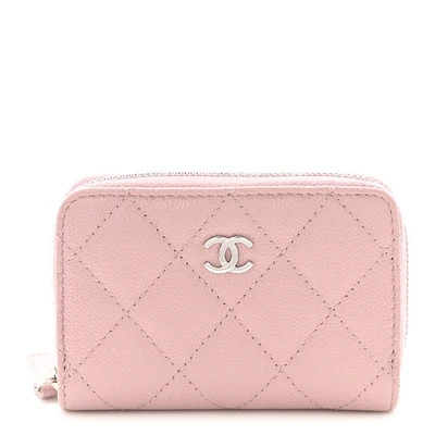 Caviar Quilted Zip Coin Purse Pink | FASHIONPHILE (US)