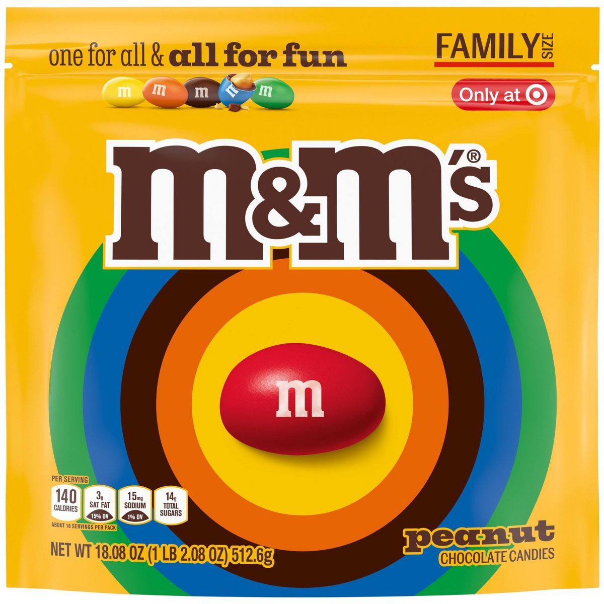 M&M's Peanut Chocolate Candies Family Size - 18oz | Target