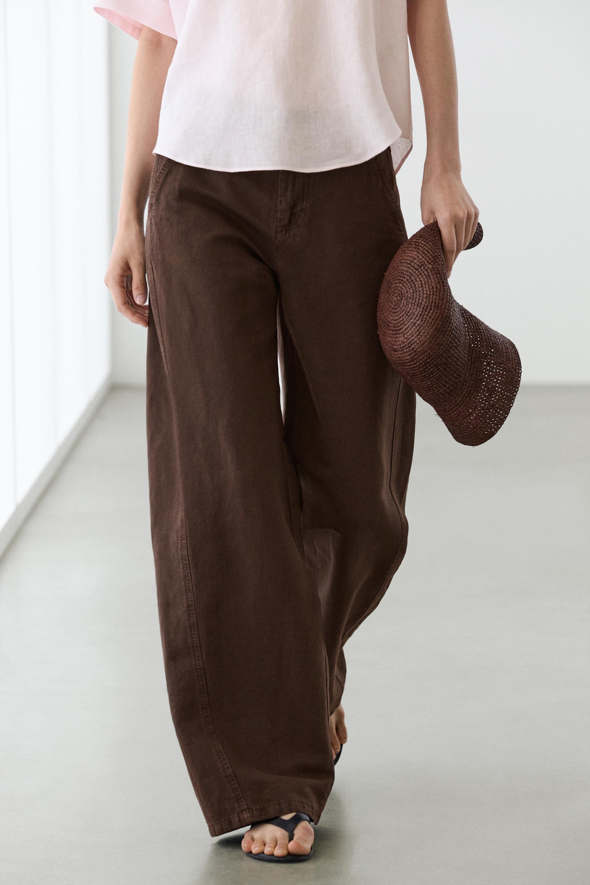 Hose mit weitem Bein und Leinen | Massimo Dutti DE