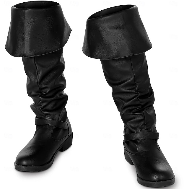 Medieval Renaissance Shoes Knee High Boots Flat Jazz Boots Fancy Dress Men's Women's Celtic Pirat... | Lightinthebox