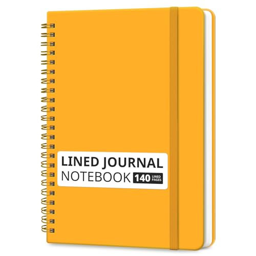 Taja Lined Spiral Journal Notebook for Women & Men, 140 Pages, College Ruled Hardcover Notebook for Work & Note Taking, Journals for Writing, A5(5.7" x 7.9") – Yellow | Amazon (US)