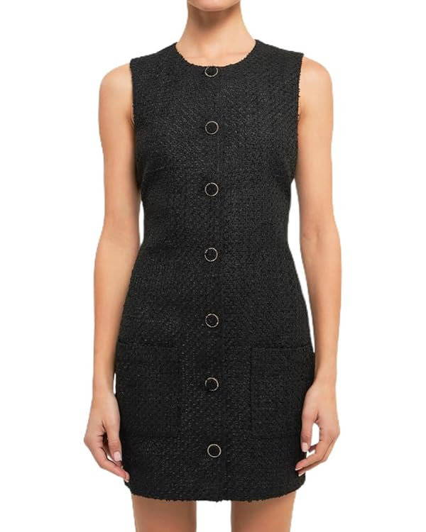 endless rose Women's, Sleeveless Tweed Mini Dress, Black, M | Amazon (US)