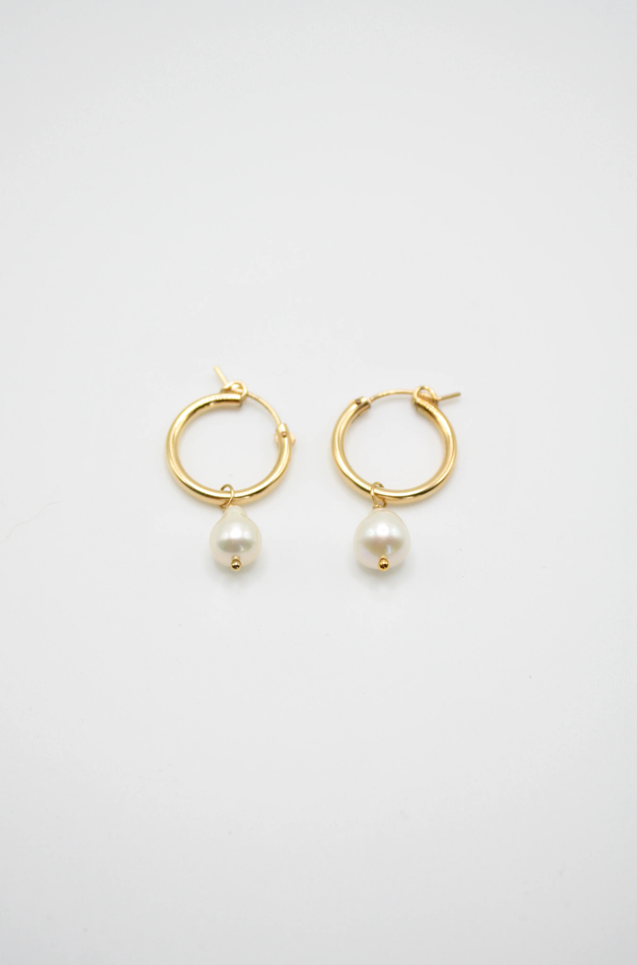 Pearl Drop Hoop Earrings - 14k Gold Filled Jewelry by Apelila | Apelila Jewelry