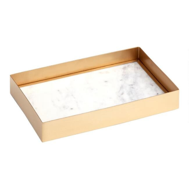 Marble and Gold Metal Maxwell Desk Tray | World Market