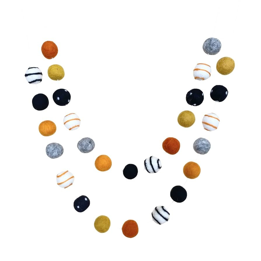"Haunted Harvest" 7 ft long adjustable Handmade Halloween Felt Ball Garland by Sheep Farm Felt- B... | Amazon (US)