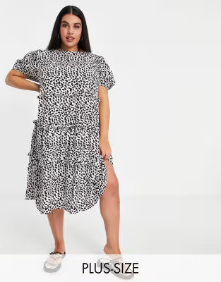 Influence Plus tiered smock dress in animal print | ASOS (Global)