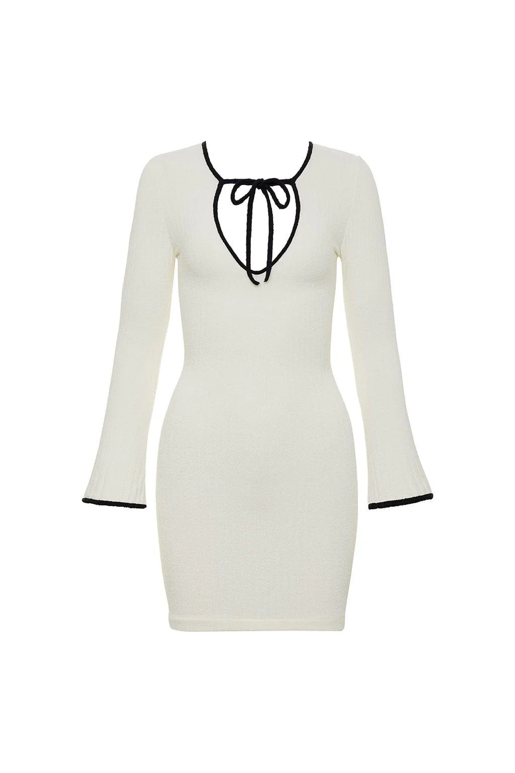 Cream (Black Binded) Terry Rib Sophia Dress | Montce