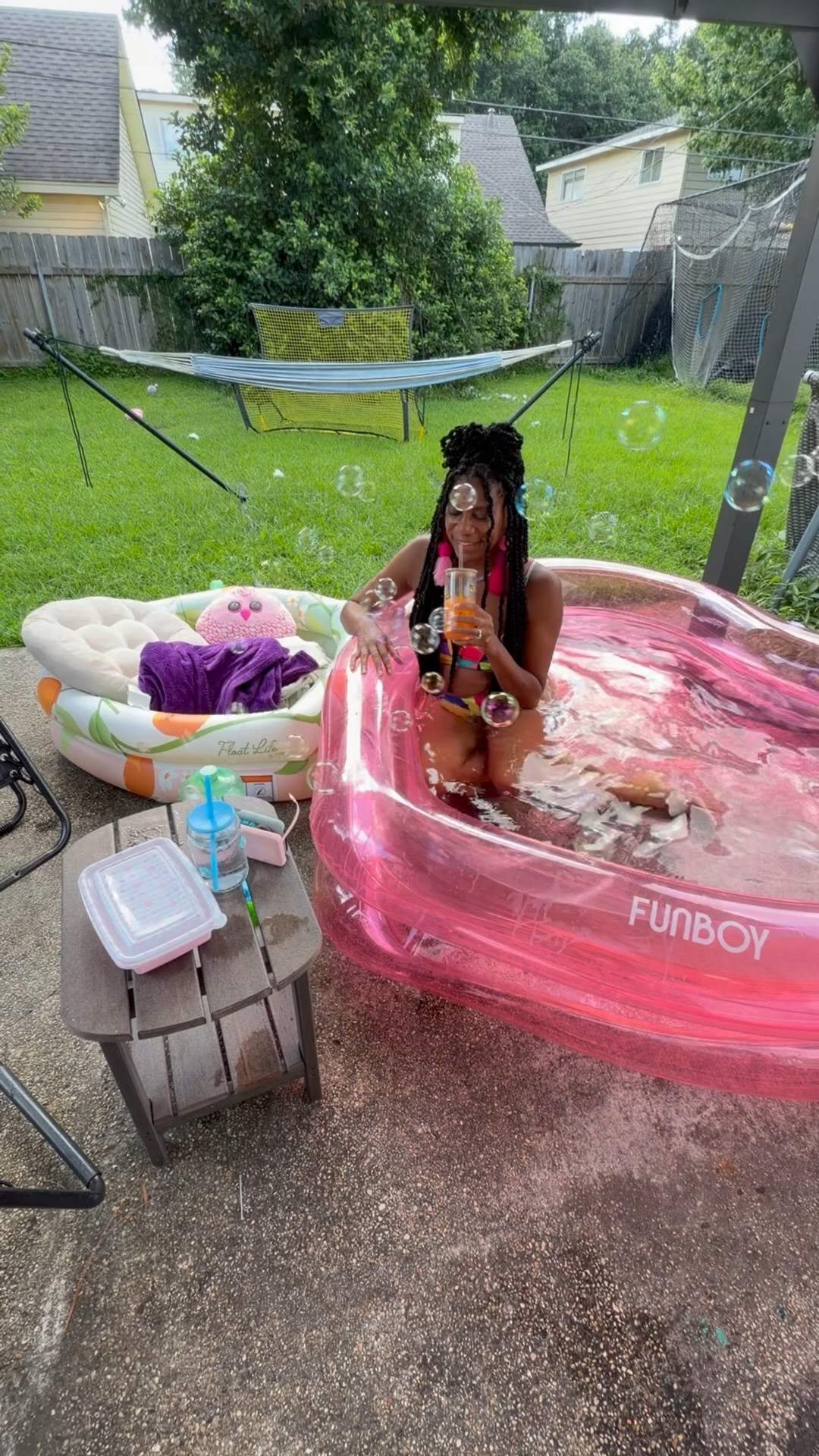 Summer setup 
Inflatable pools +
Bubbles +
Swim
