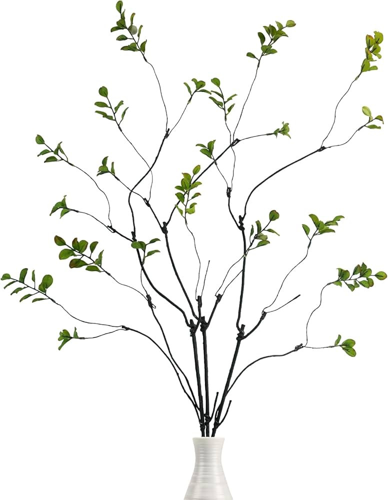 3 Pcs Faux Greenery Stems, 37" Tall Fake Ficus Twig Stems Plants Artificial Greenery Stems Branch... | Amazon (US)