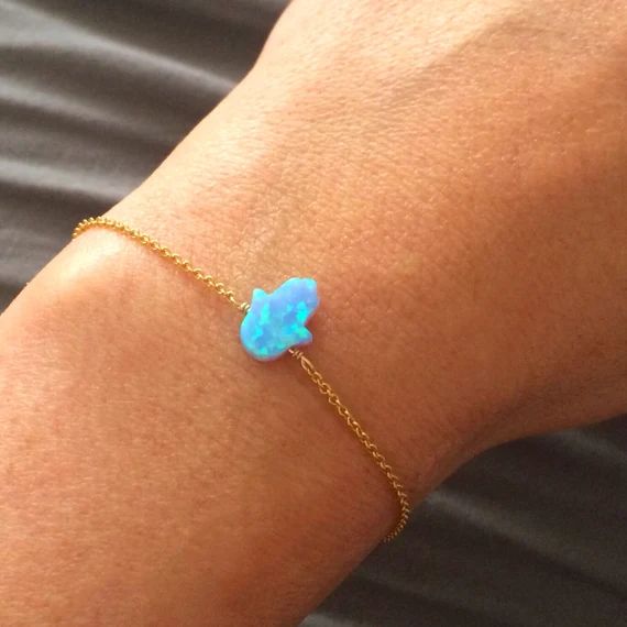 Opal Blue Hamsa Bracelet | Etsy (US)