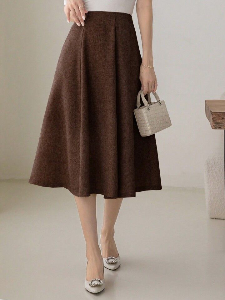 DAZY High Waist Solid A-line Skirt | SHEIN