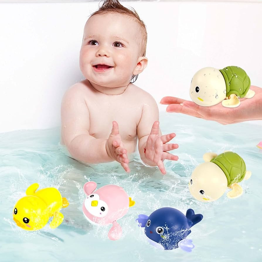Bath Toys, 4 Pack Baby Bath Toys for Toddlers 2-3, Swim Turtle Water Bath Toys for Toddlers Boy T... | Amazon (US)