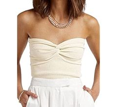 ANGGREK Womens Strapless Crop Top Twist Front Knit Tube Crop Top Tank Top Sleeveless Y2K Slim Fit... | Amazon (US)