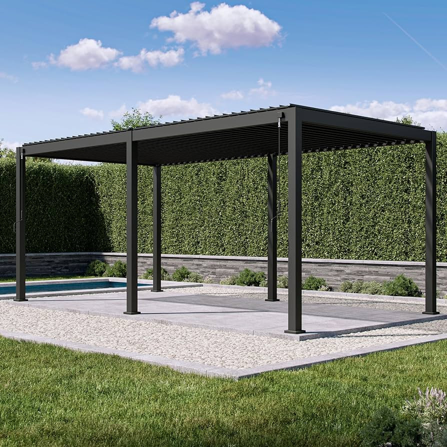 MIRADOR 111S Louvered Pergola Gazebo, 10Ft x 20Ft, Full Aluminum Frame, Adjustable Roof, Outdoor,... | Amazon (US)