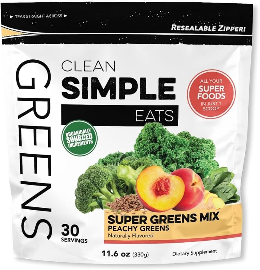 Clean Simple Eats Peachy Greens Powder Mix, Greens Superfood Powder Smoothie & Juice Mix, Gluten ... | Amazon (US)
