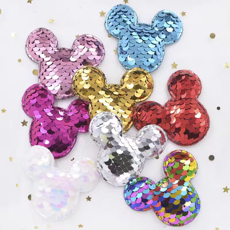 16Pcs Glitter Sequins Fabric Mouse Padded Patches Mouse Appliques for DIY Crafts Clothes Hats Hai... | AliExpress (US)