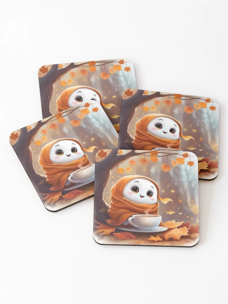 Fall Ghost Coasters (Set of 4) | Redbubble (US)