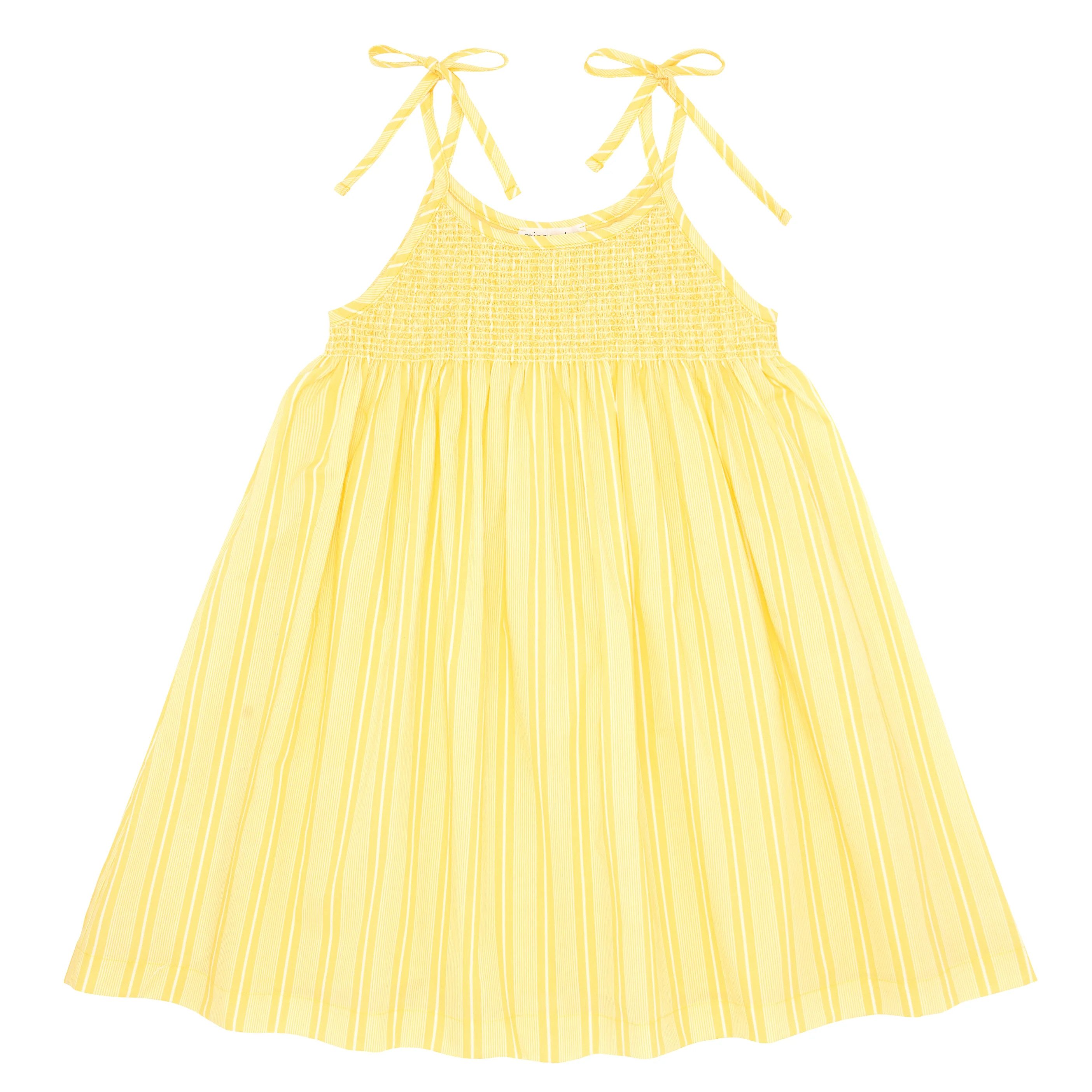 girls pineapple stripe smocked dress with shoulder ties | minnow