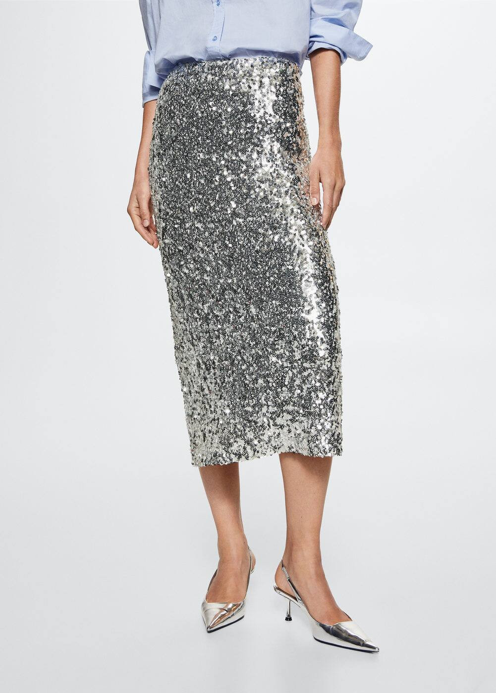 Sequin midi skirt -  Women | Mango United Kingdom | MANGO (UK)