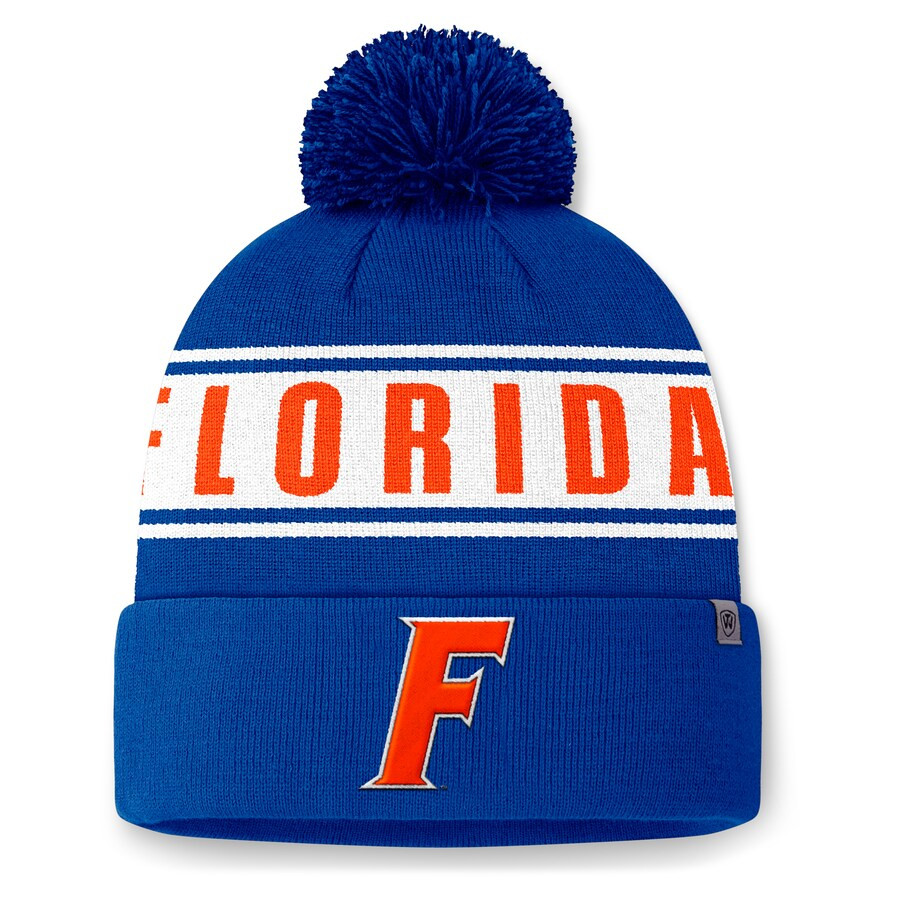 Florida Gators Top of the World Slash Cuffed Knit Hat with Pom - Royal | Fanatics