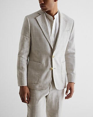 Extra Slim Plaid Linen Suit Jacket | Express