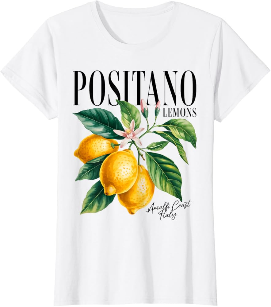 Positano Lemons Amalfi Coast Italy Women Men Chic Italian T-Shirt | Amazon (US)