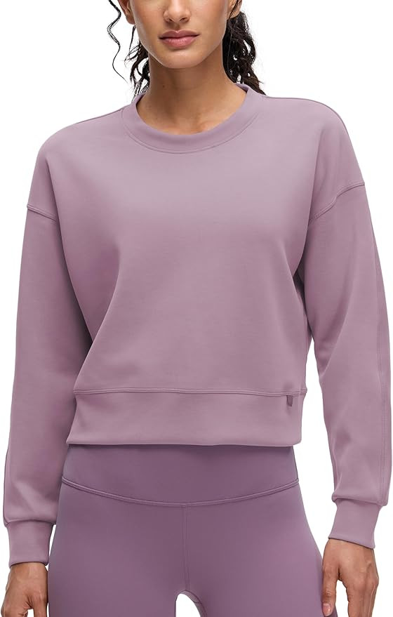 CRZ YOGA SoftAura Pullover Sweatshirt for Women - Crewneck Workout Casual Basic Fall Sweat Shirts | Amazon (US)