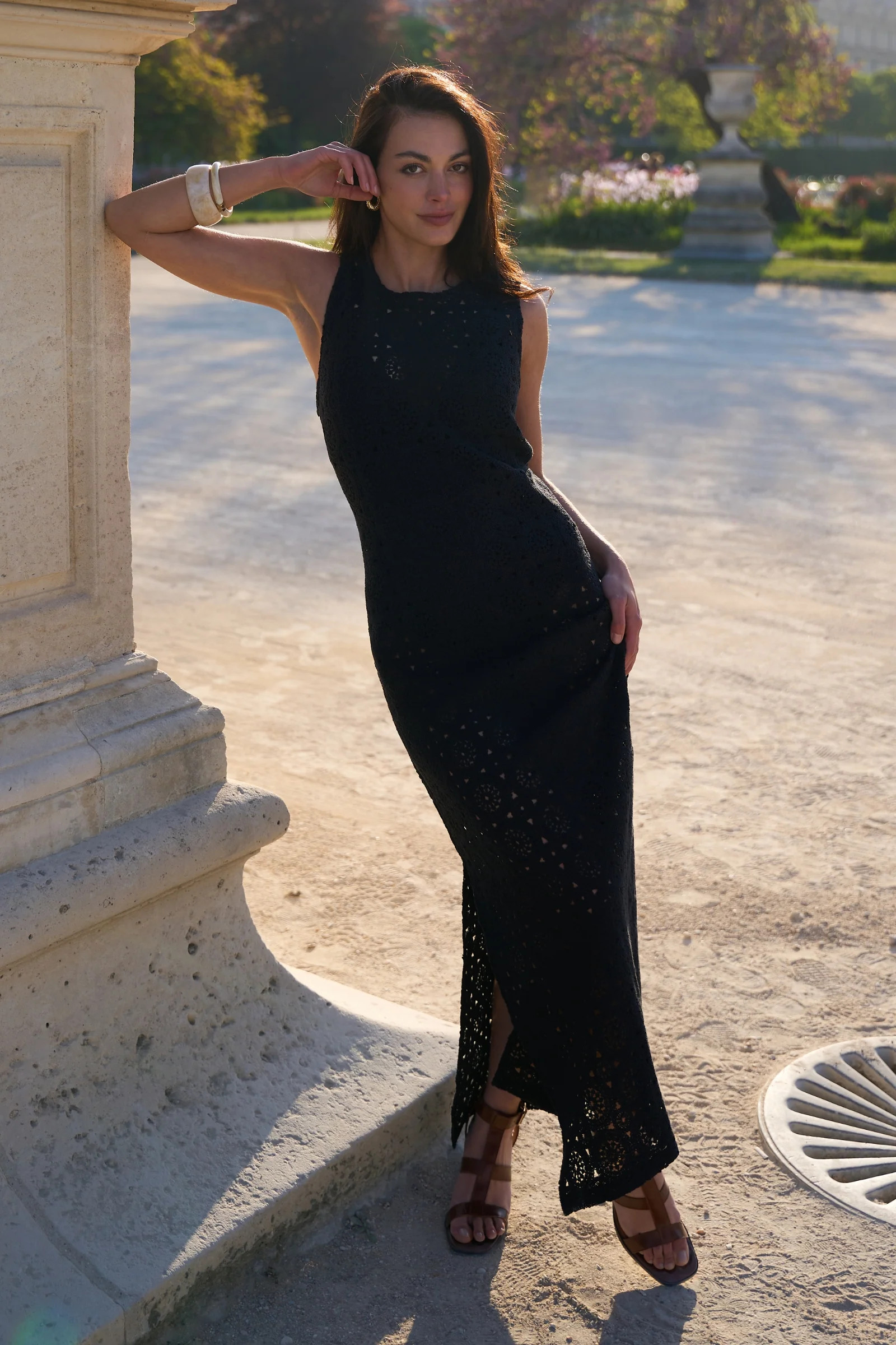 Crochet Midi Dress BLACK | UNE PIECE AU