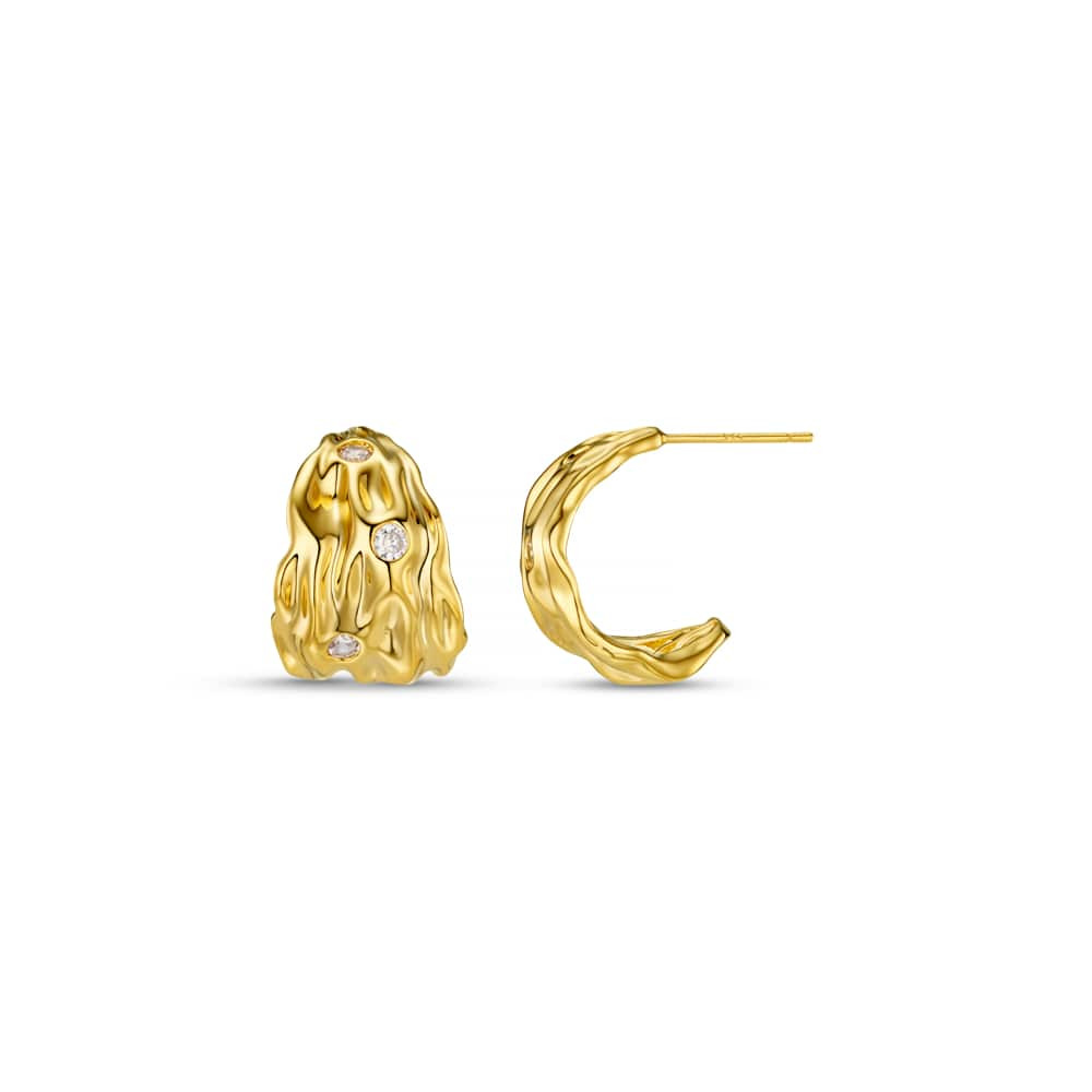 Molten & Crystal Tapered Hoop Earrings | Orelia