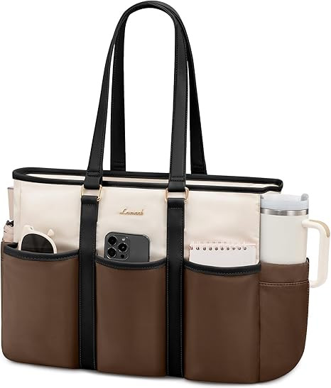 LOVEVOOK Work Tote Bag for Women, Teacher Tote Bag Nurse Bag With Large Cup Holder, Large Compute... | Amazon (US)