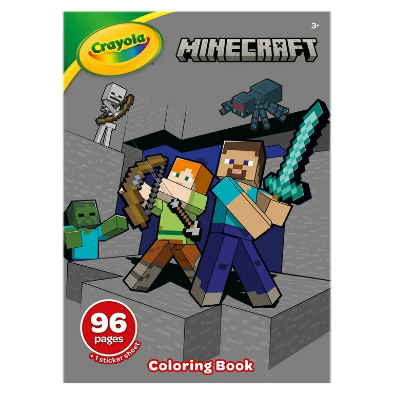 Crayola Minecraft Coloring Book with Stickers, 96 Coloring Pages, Video Game Coloring Book, Minec... | Walmart (US)