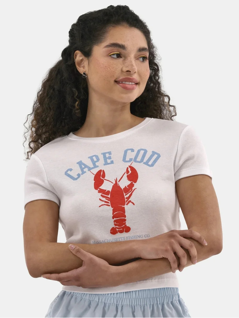 No Boundaries Graphic Cotton Baby Tee, Women's | Walmart (US)