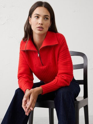 Ribbed Quarter-Zip Sweater | Banana Republic Factory