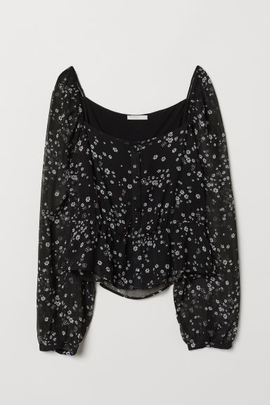 H & M - Blouse with Buttons - Black | H&M (US)