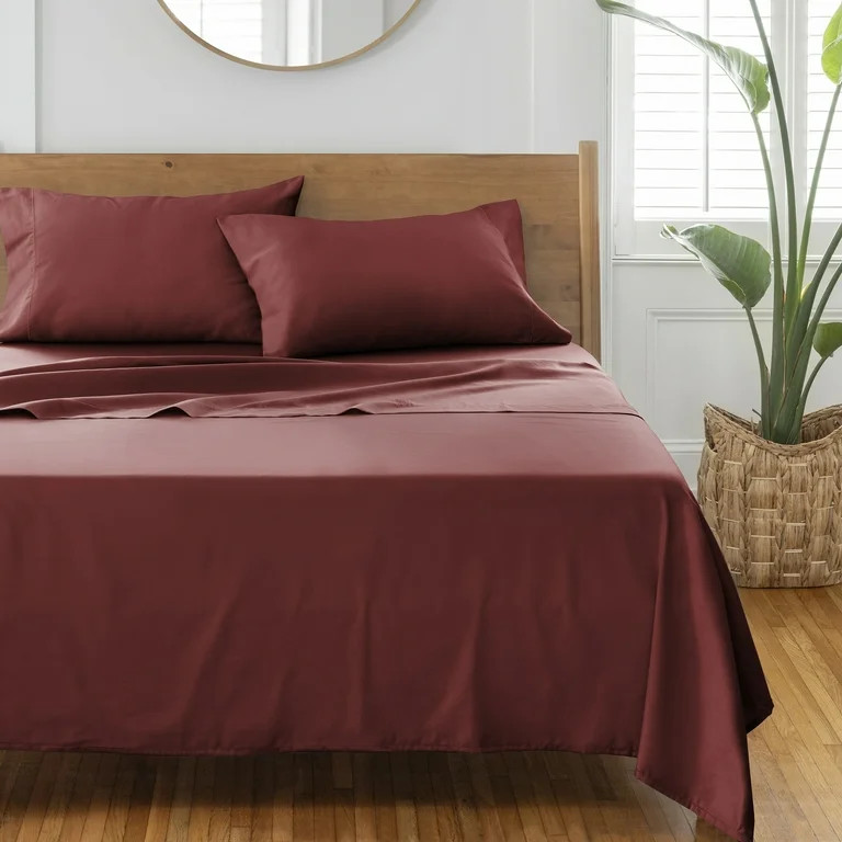 Better Homes & Gardens 4-Piece 400 Thread Count Deep Redwood Performance HygroCotton Sheet Set, Q... | Walmart (US)