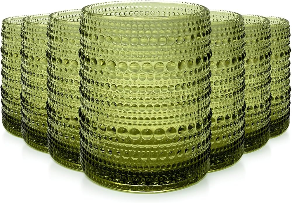 Vintage Drinking Glasses Glassware: 12oz Water Cups Set of 8 - Thick Glass Vintage Hobnail Tumble... | Amazon (US)