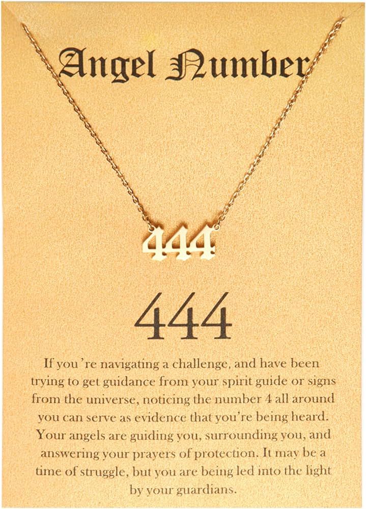Tasunom Old English Angel & Number Necklace Numerology Jewelry for Women 18K Gold Plated Stainles... | Amazon (US)
