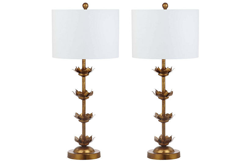 S/2 Nolden Table Lamps, Antiqued Gold Leaf | One Kings Lane