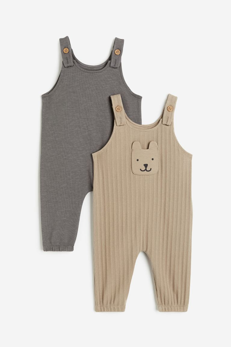 2-pack Cotton Overalls - Beige/bear - Kids | H&M US | H&M (US + CA)