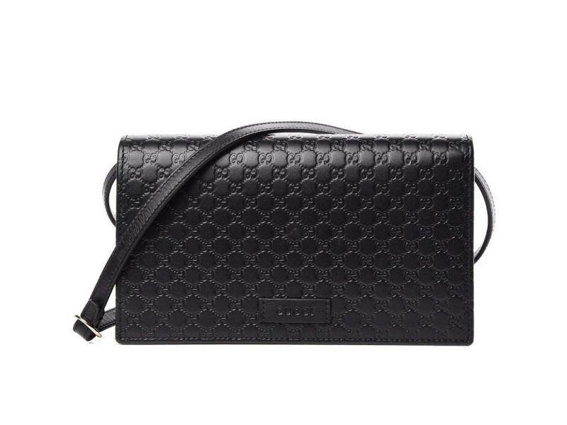 Gucci Microguccissima Black Wallet Crossbody Handbag | JTV Jewelry
