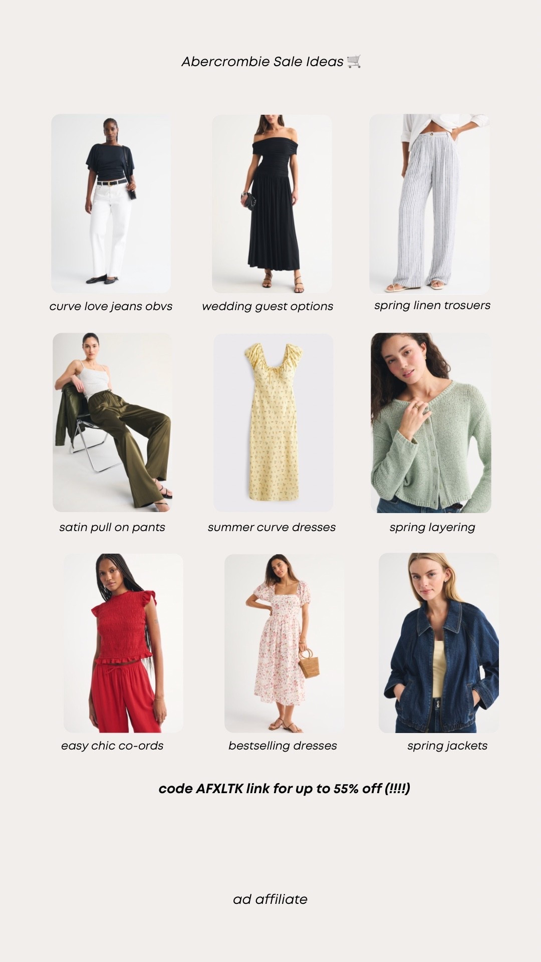 AFXLTK works on top of the up to 40% off sale. 

Meaning Abercrombie can be up to 55% off today!! 🌟 