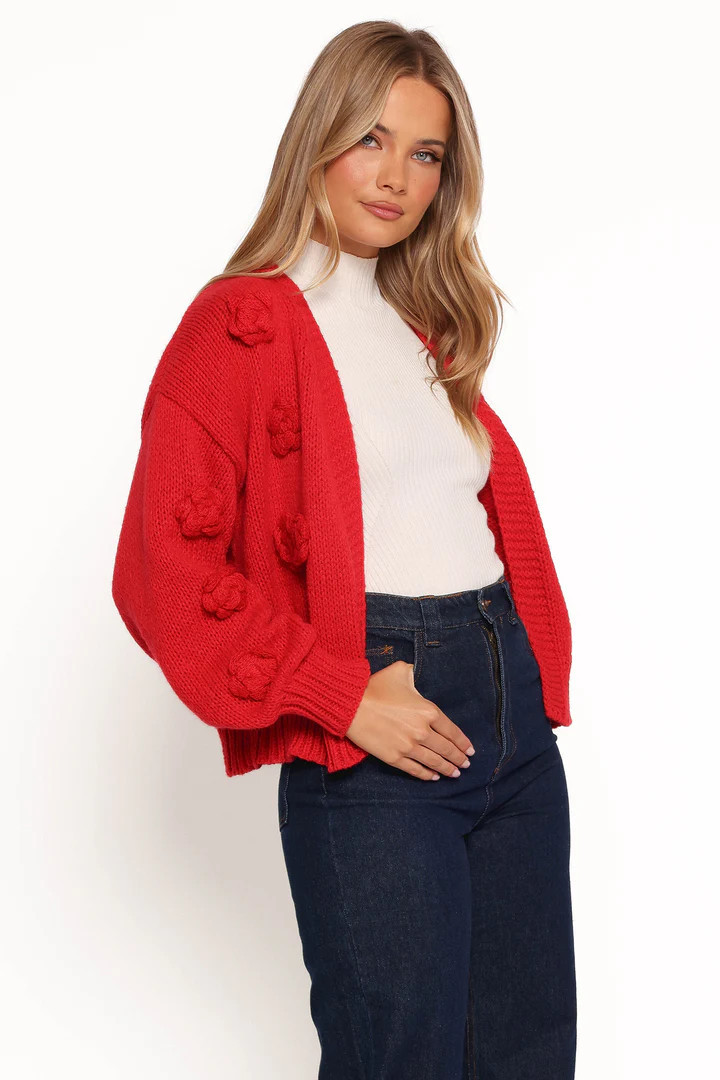 Doralee Rose Cardigan - Red | Petal & Pup (US)