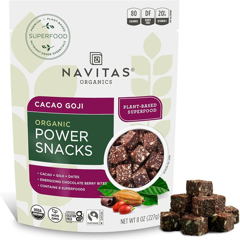Navitas Organics Superfood Power Snacks, Cacao Goji, 8 oz. Bag, 11 Servings — Organic, Non-GMO,... | Amazon (US)