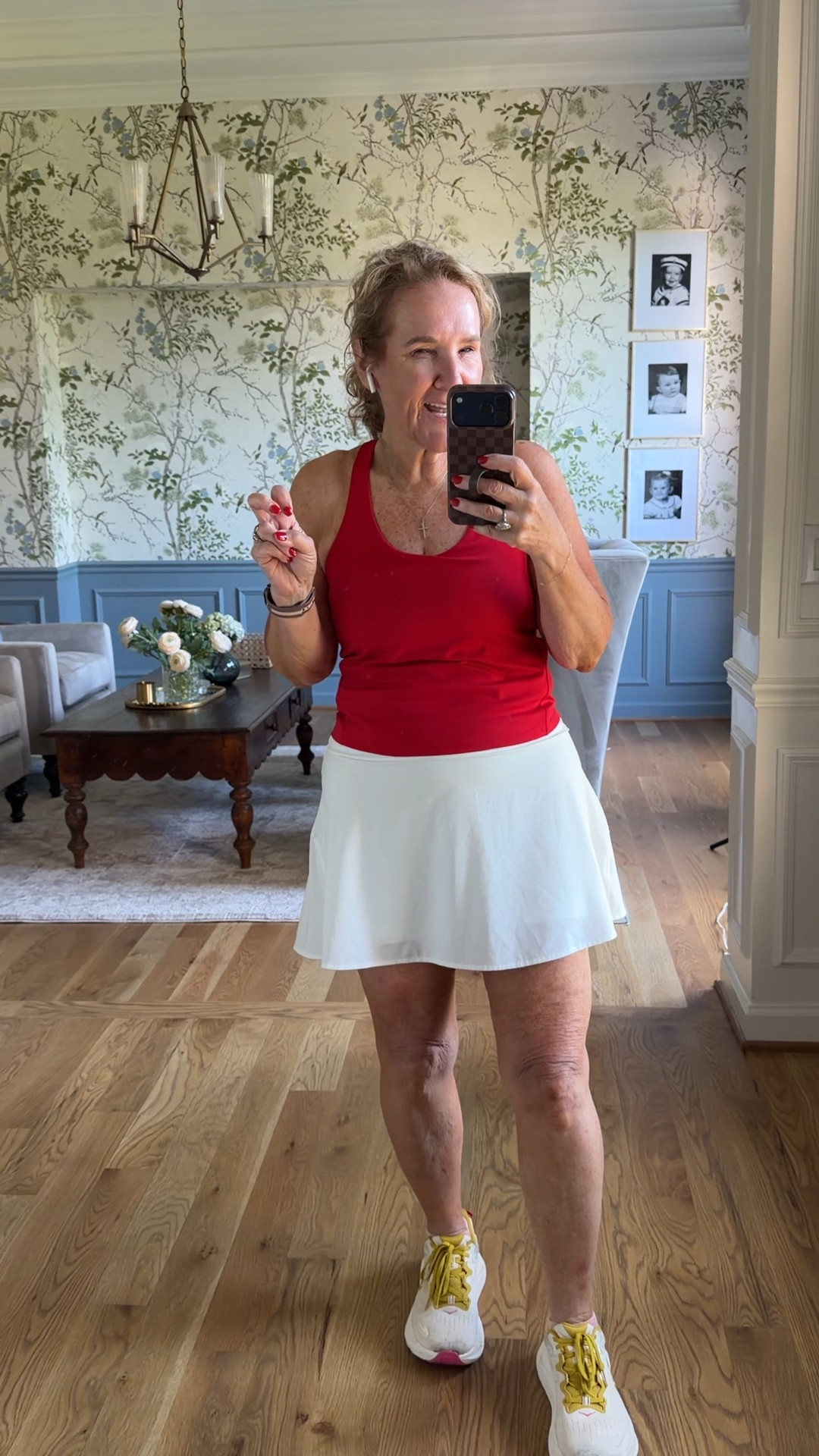 Love this skort. Just got back from a hot run! 
I size up skorts 
Love this tank with built in bra size medium 
These Hokas are the best!!

#LTKOver40 #LTKfitnessgoals #LTKActive