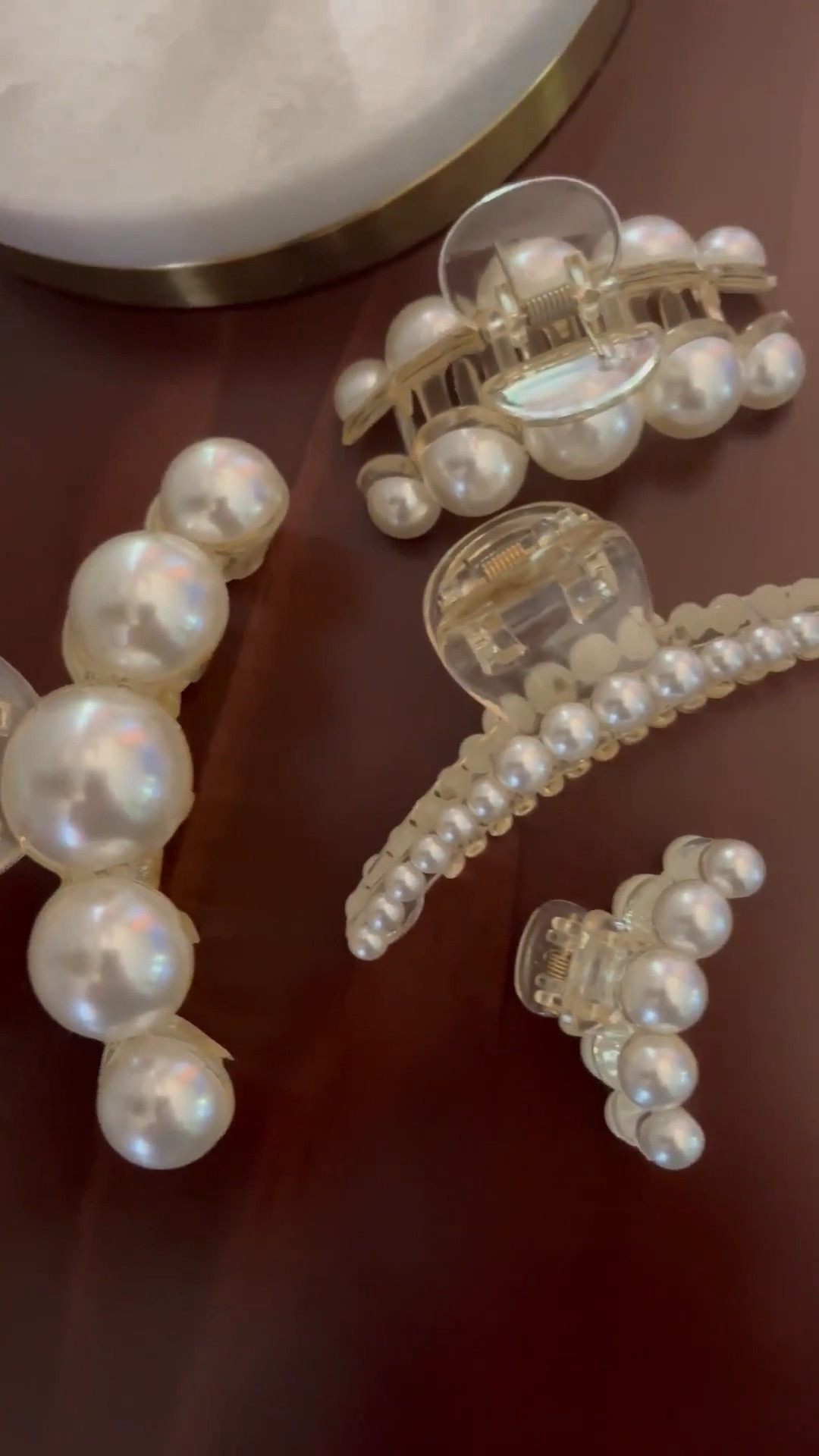 I’ve had my eye on these pearl hair claws for a while and got them as a gift recently. They are beautiful in person and work well with my fine hair. Would be so pretty for any pre wedding bridal event or even the day of itself! On Amazon.